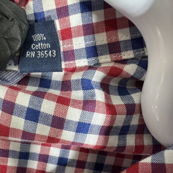 Tommy Hilfiger Mens XL Red White Blue Gingham Long Sleeve Button Shirt Timeless - Picture 14 of 16